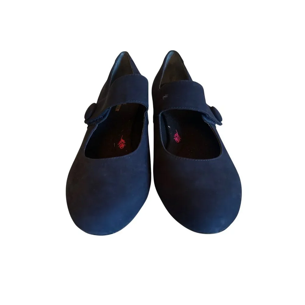 Ros Hommerson‎ Womens Navy Wedge Elsa Mary Jane Shoes Size 8